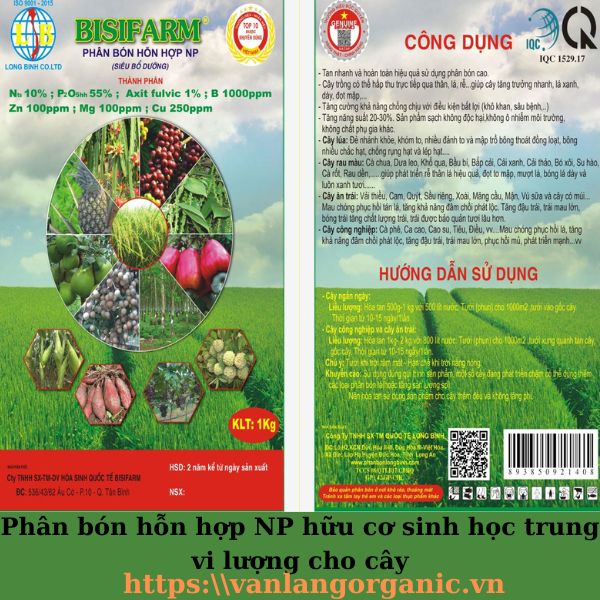 Phân bón hỗn hợp NP hữu cơ sinh học trung vi lượng cho cây