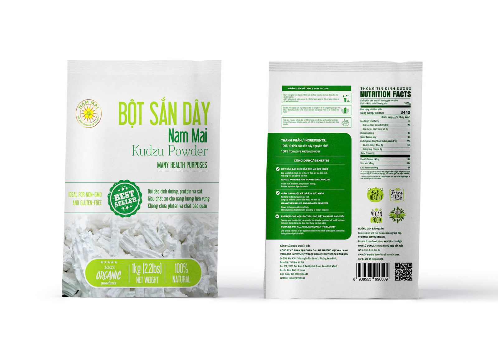Bột sắn dây Nam Mai Kudzu Powder (1000g/túi zip)